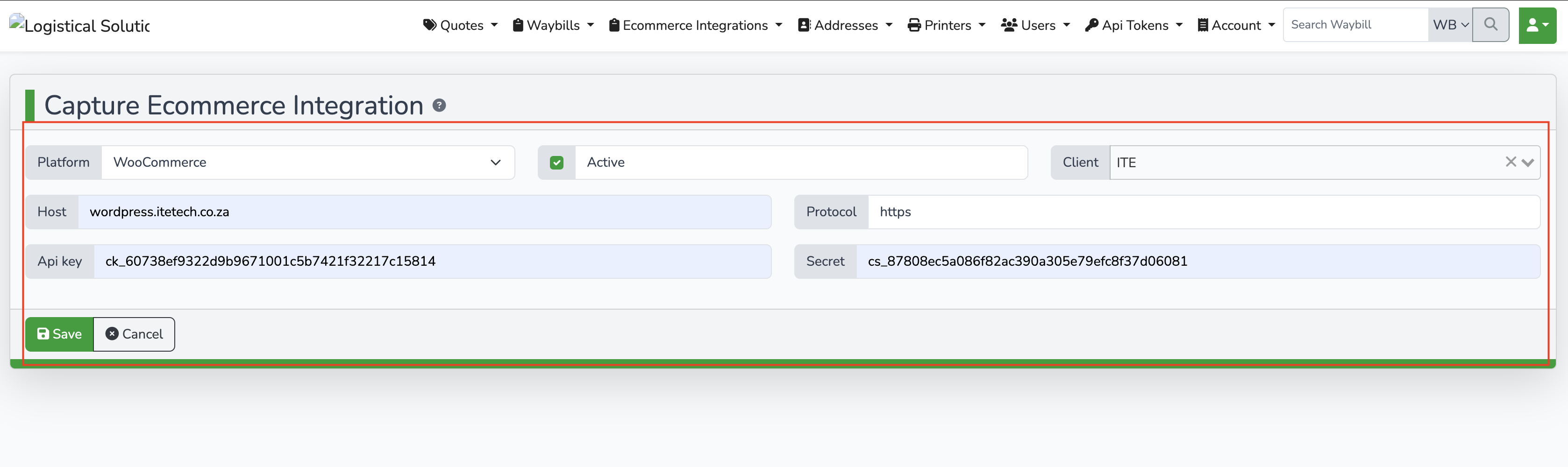 Capture wooCommerce credentials
