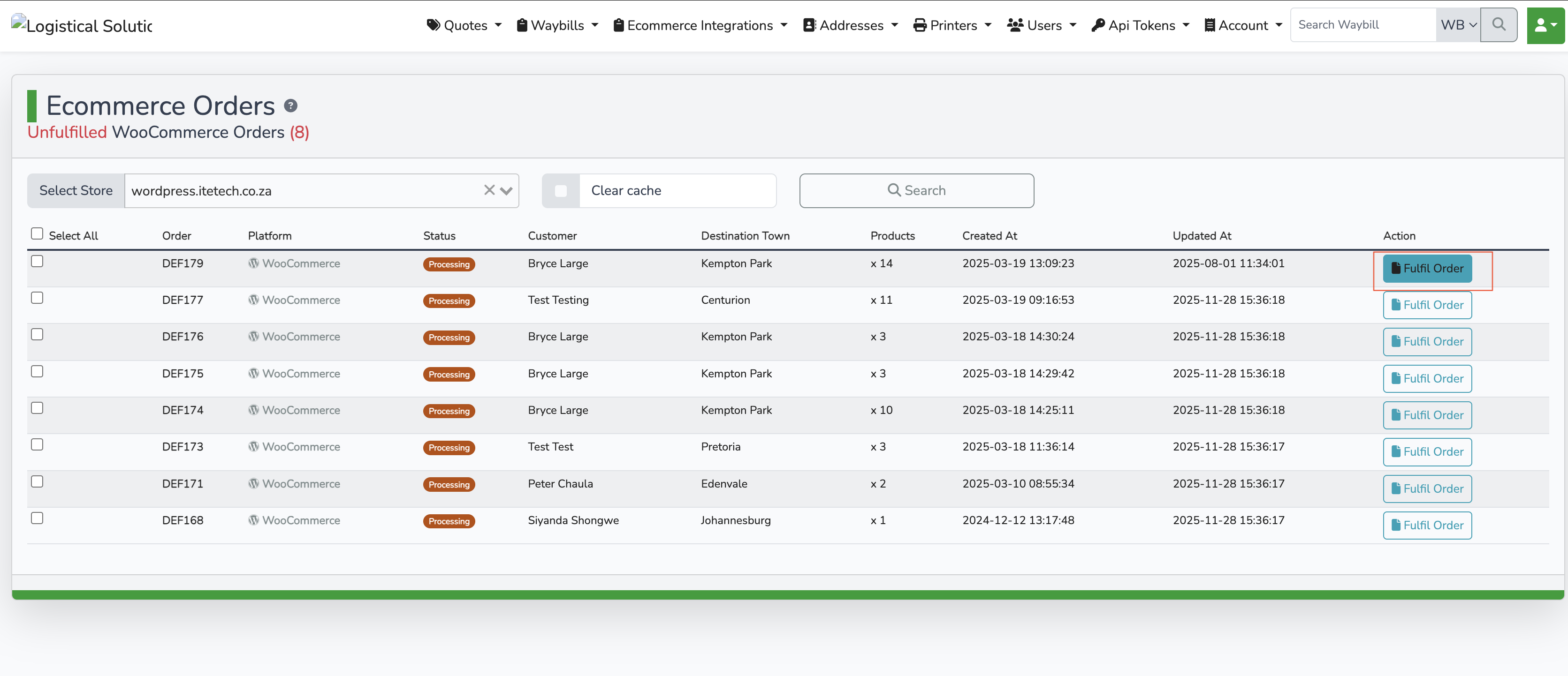 Open wooCommerce orders